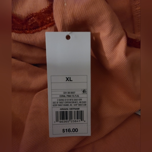 Womens Sleeveless Lace Trim Knit Bodycon Dress- Wild Fable Coral Pink large NWT - Picture 5 of 6